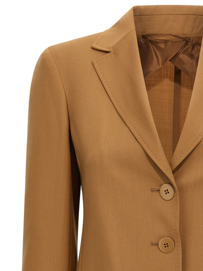 Max Mara Studio Nice Brown Wool Canvas Blazer