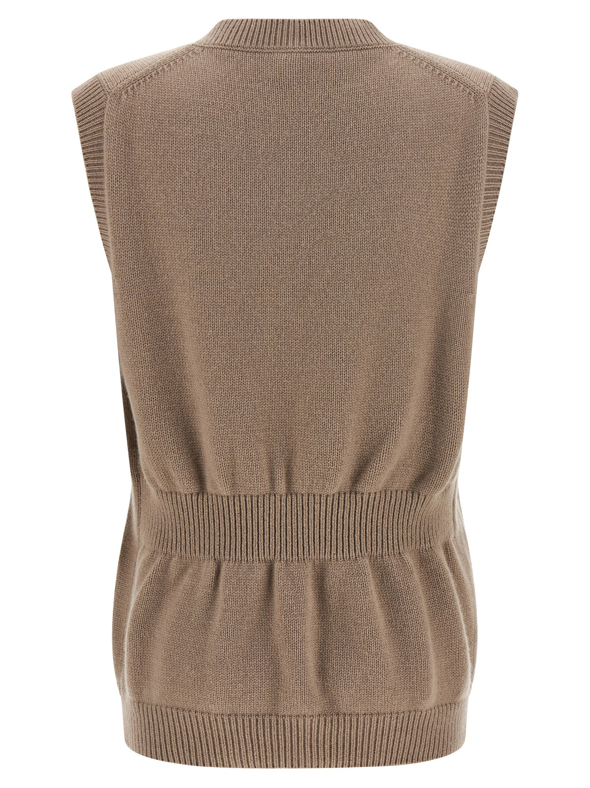 Fendi Beige Cashmere Vest with Roma Logo