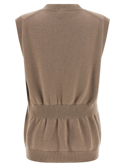 Fendi Beige Cashmere Vest with Roma Logo