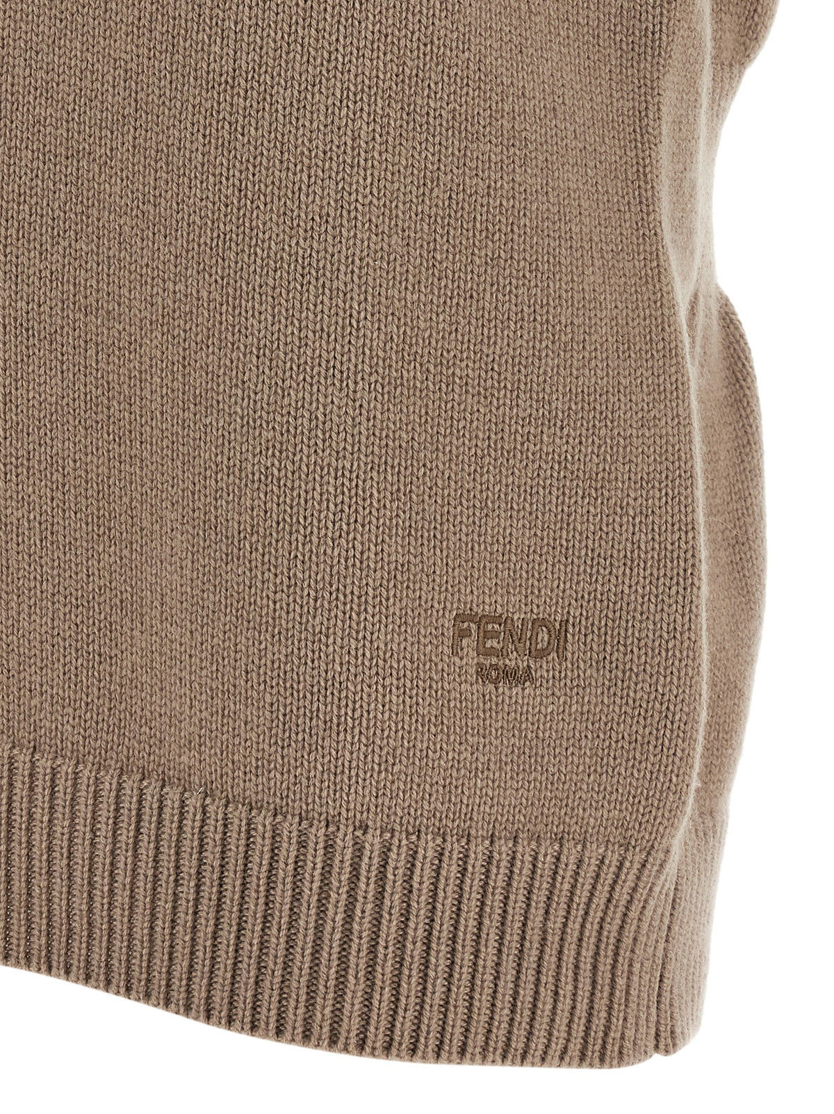 Fendi Beige Cashmere Vest with Roma Logo