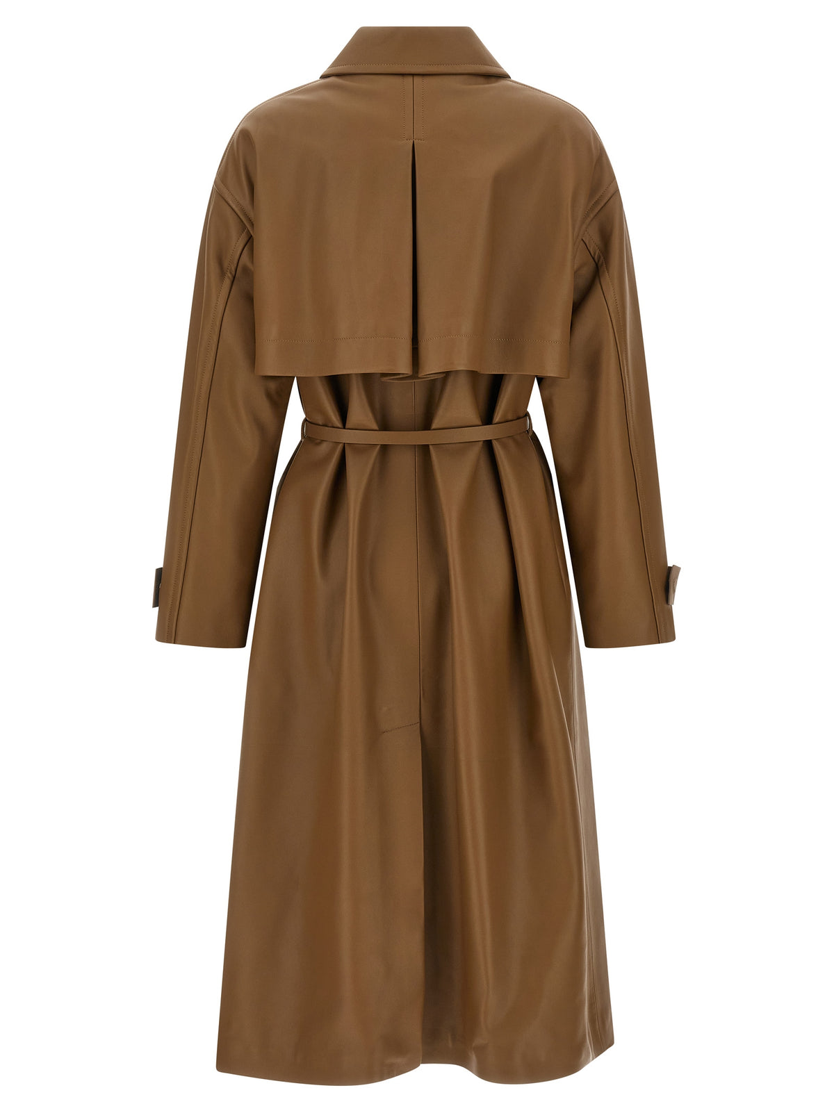 Fendi Brown Nappa Leather Midi Trench Coat