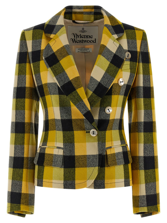 Vivienne Westwood Yellow Georgia Pixel-Check Blazer