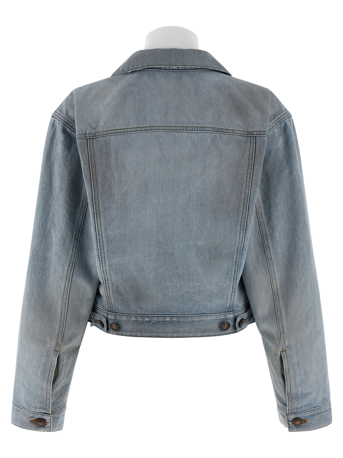 Balenciaga Layered Cropped Light Blue Cotton Denim Jacket