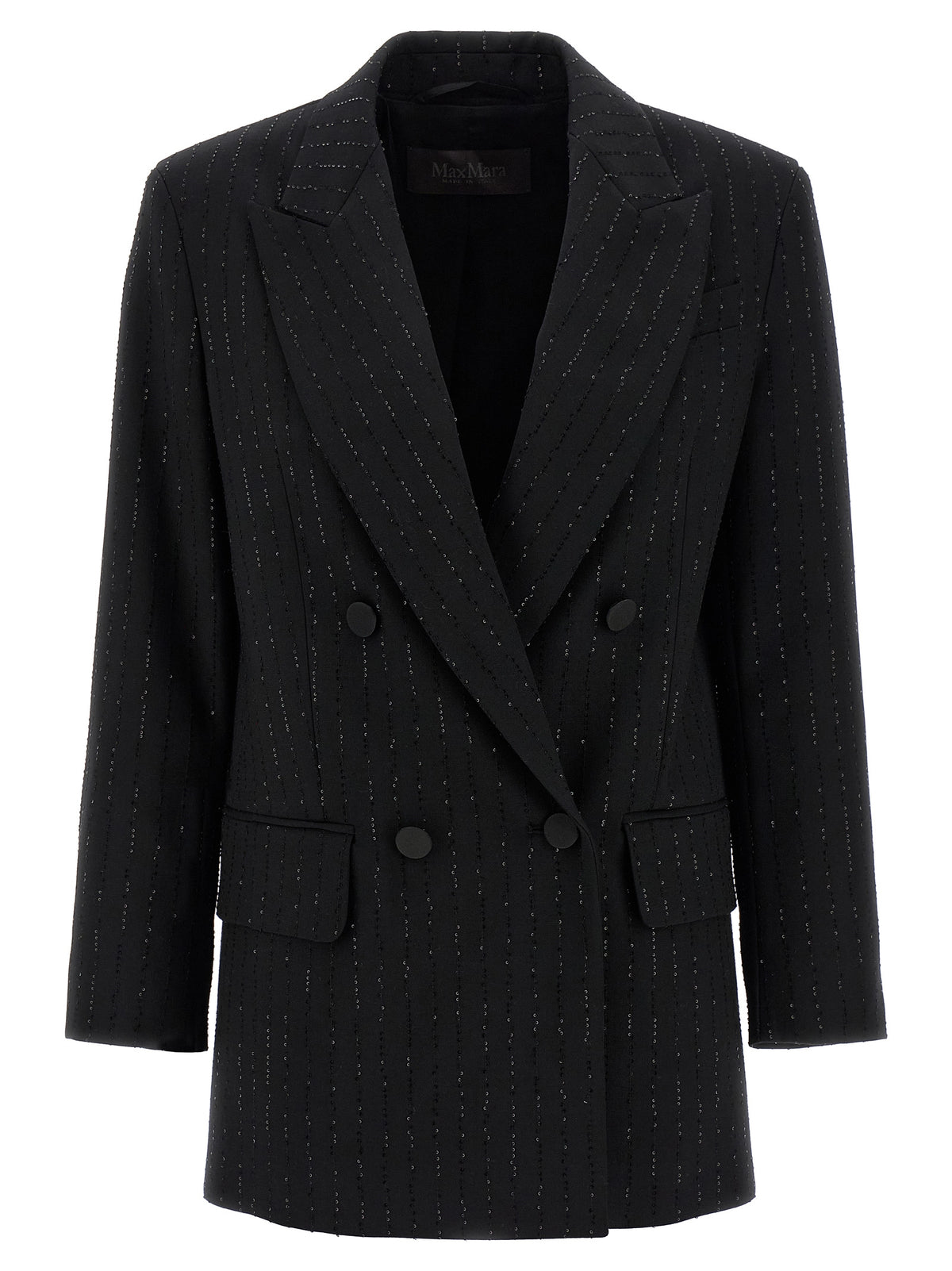 Max Mara Appia Black Virgin Wool Double-Breasted Blazer