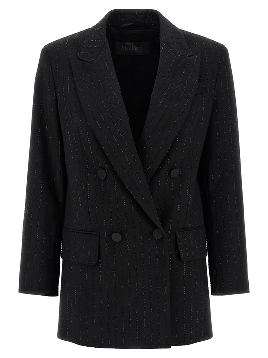 Max Mara Appia Black Virgin Wool Double-Breasted Blazer