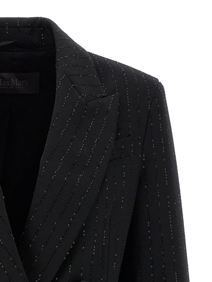 Max Mara Appia Black Virgin Wool Double-Breasted Blazer