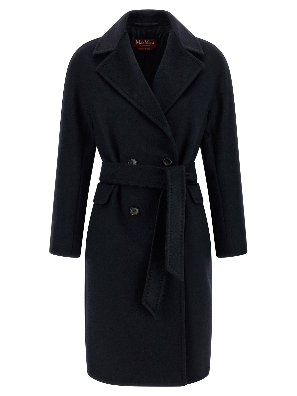 Max Mara Studio Panteon Blue Cashmere-Alpaca Midi Coat