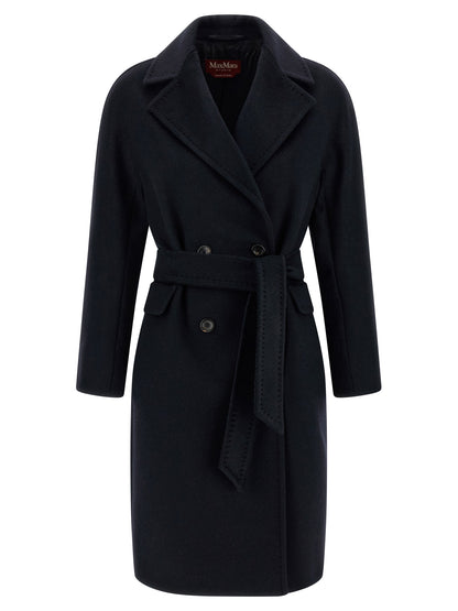 Max Mara Studio Panteon Blue Cashmere-Alpaca Midi Coat