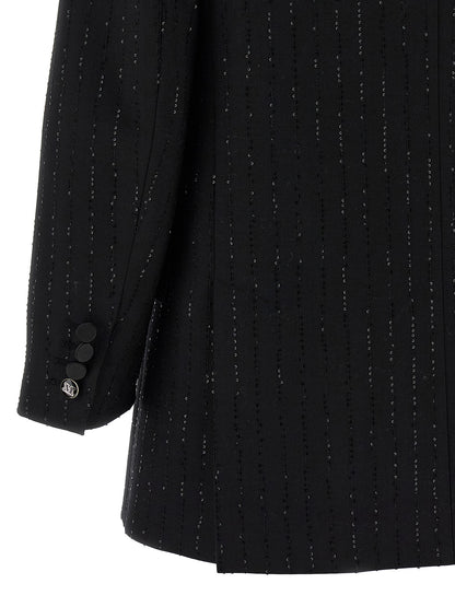 Max Mara Appia Black Virgin Wool Double-Breasted Blazer