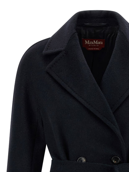 Max Mara Studio Panteon Blue Cashmere-Alpaca Midi Coat