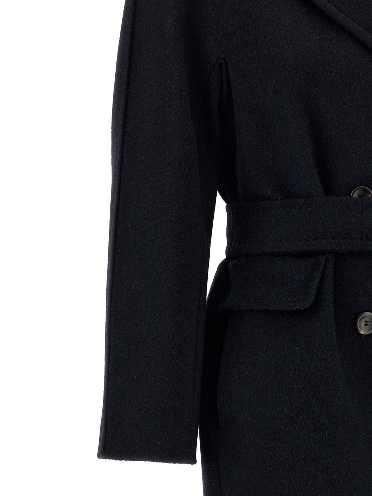 Max Mara Studio Panteon Blue Cashmere-Alpaca Midi Coat