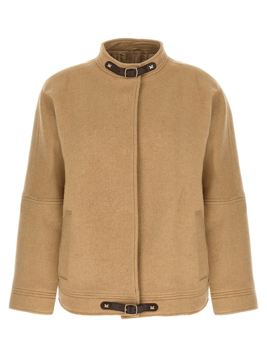 Max Mara Fascia Beige Cashmere Bomber Jacket