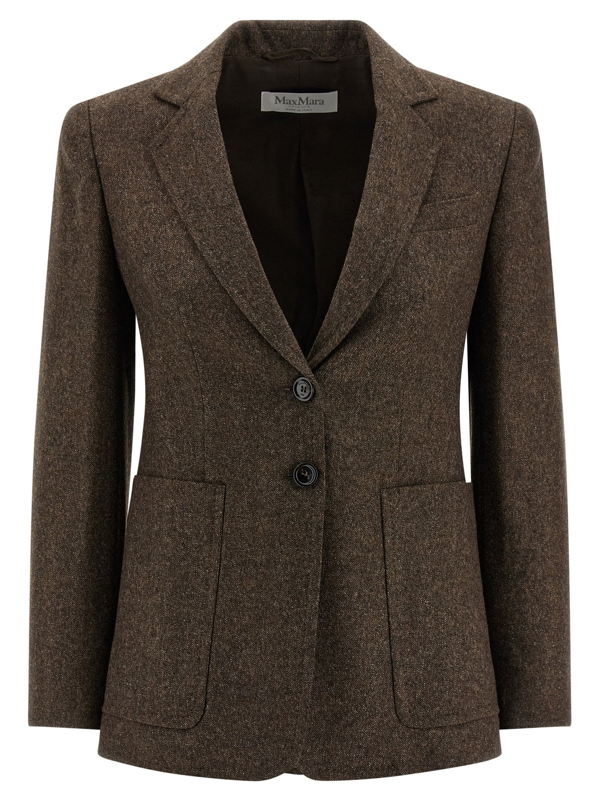 Max Mara Bermuda Brown Virgin Wool Tweed Blazer