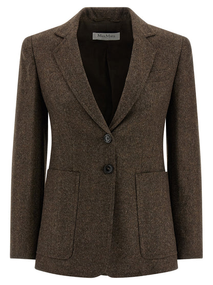 Max Mara Bermuda Brown Virgin Wool Tweed Blazer