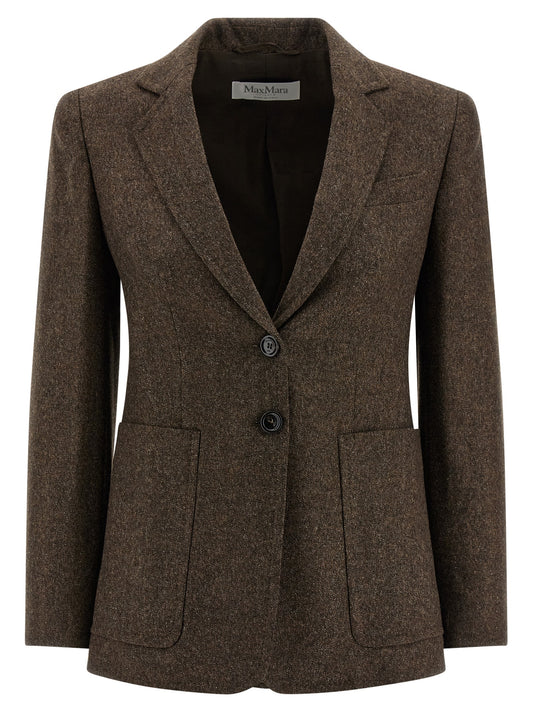 Max Mara Bermuda Brown Virgin Wool Tweed Blazer