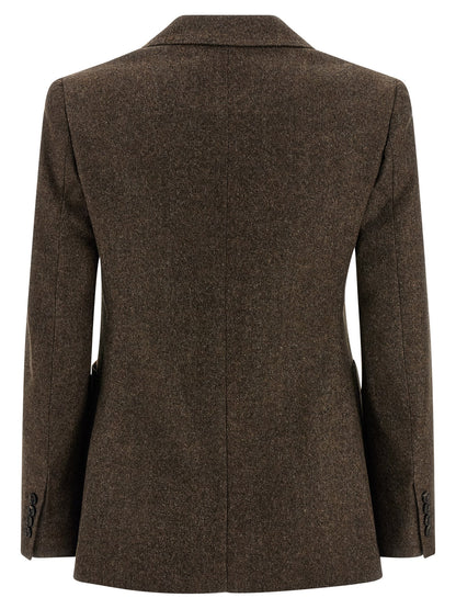 Max Mara Bermuda Brown Virgin Wool Tweed Blazer