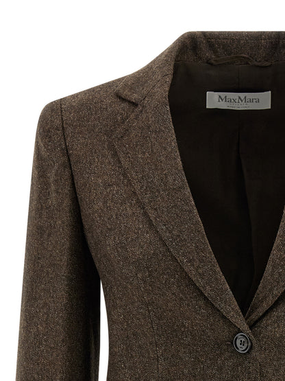 Max Mara Bermuda Brown Virgin Wool Tweed Blazer