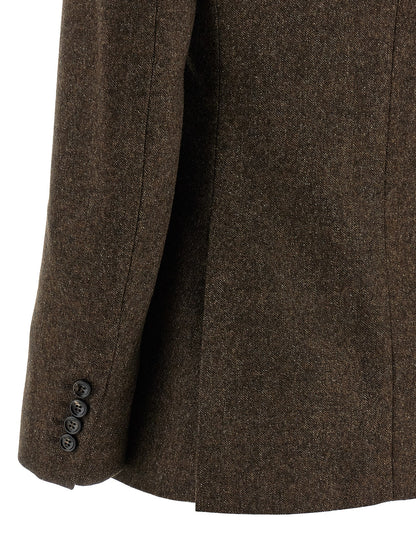 Max Mara Bermuda Brown Virgin Wool Tweed Blazer