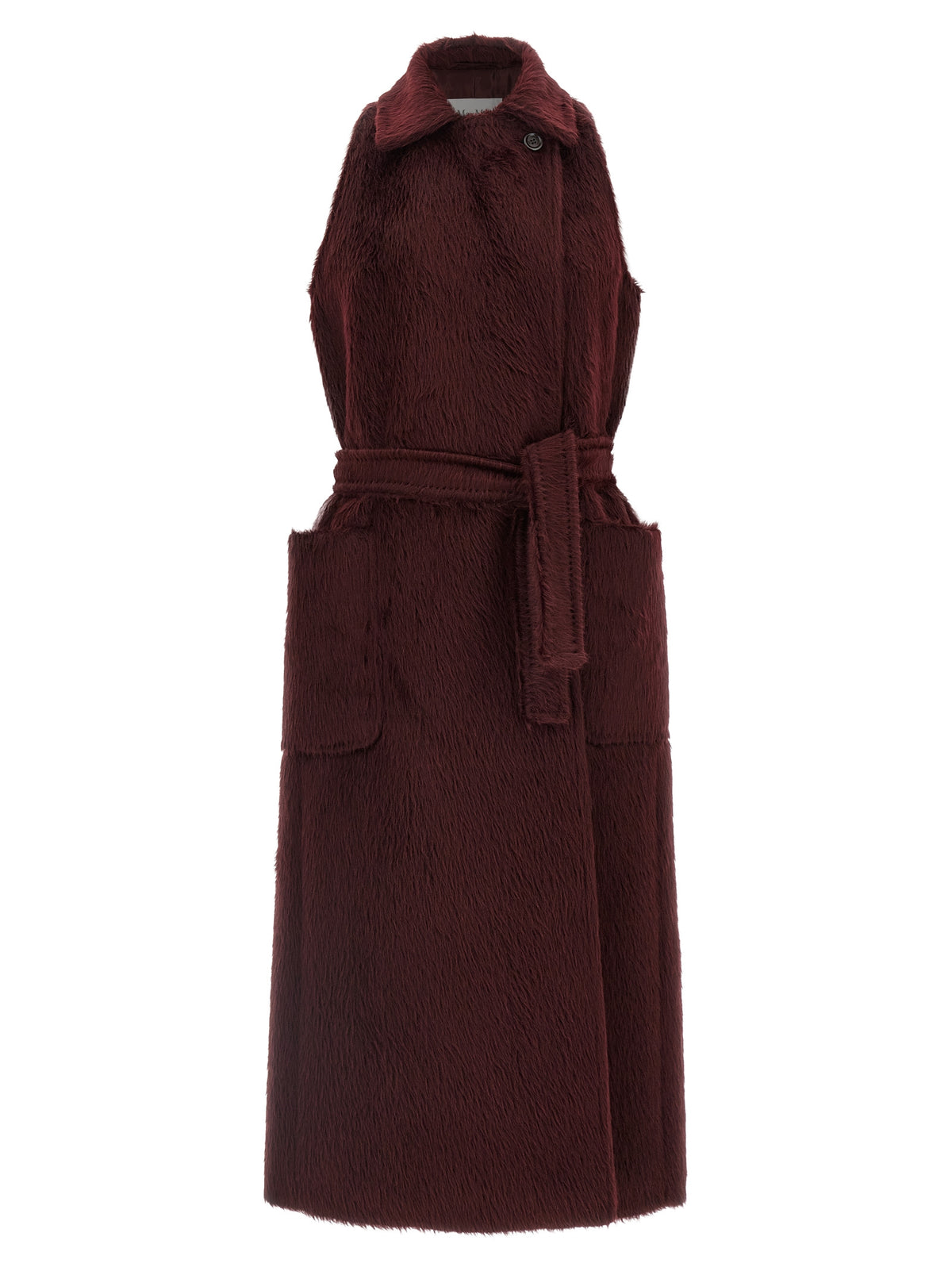 Max Mara Abbozzi Bordeaux Alpaca-Wool Coat