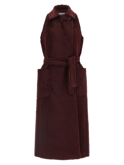 Max Mara Abbozzi Bordeaux Alpaca-Wool Coat