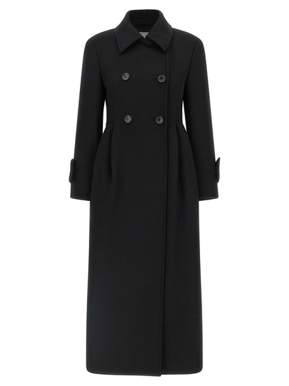 Max Mara Beati Black Wool Double-Breasted Long Coat