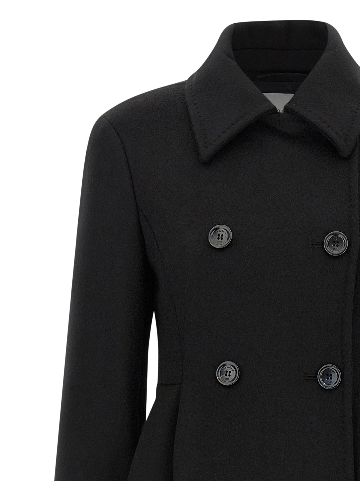 Max Mara Beati Black Wool Double-Breasted Long Coat