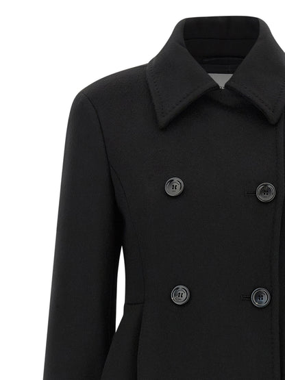 Max Mara Beati Black Wool Double-Breasted Long Coat