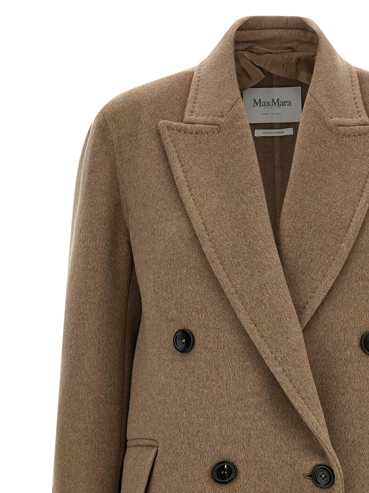 Max Mara Armonia Beige Cashmere Double-Breasted Long Coat