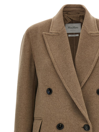 Max Mara Armonia Beige Cashmere Double-Breasted Long Coat