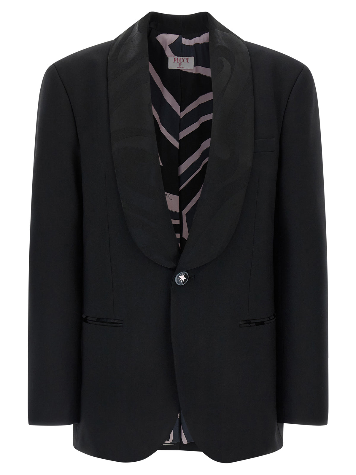 Emilio Pucci Black Labirinto Virgin Wool Blazer