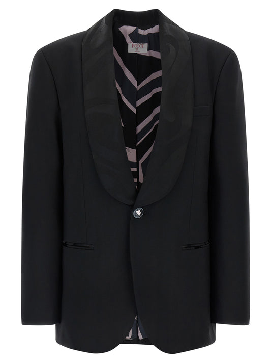 Emilio Pucci Black Labirinto Virgin Wool Blazer