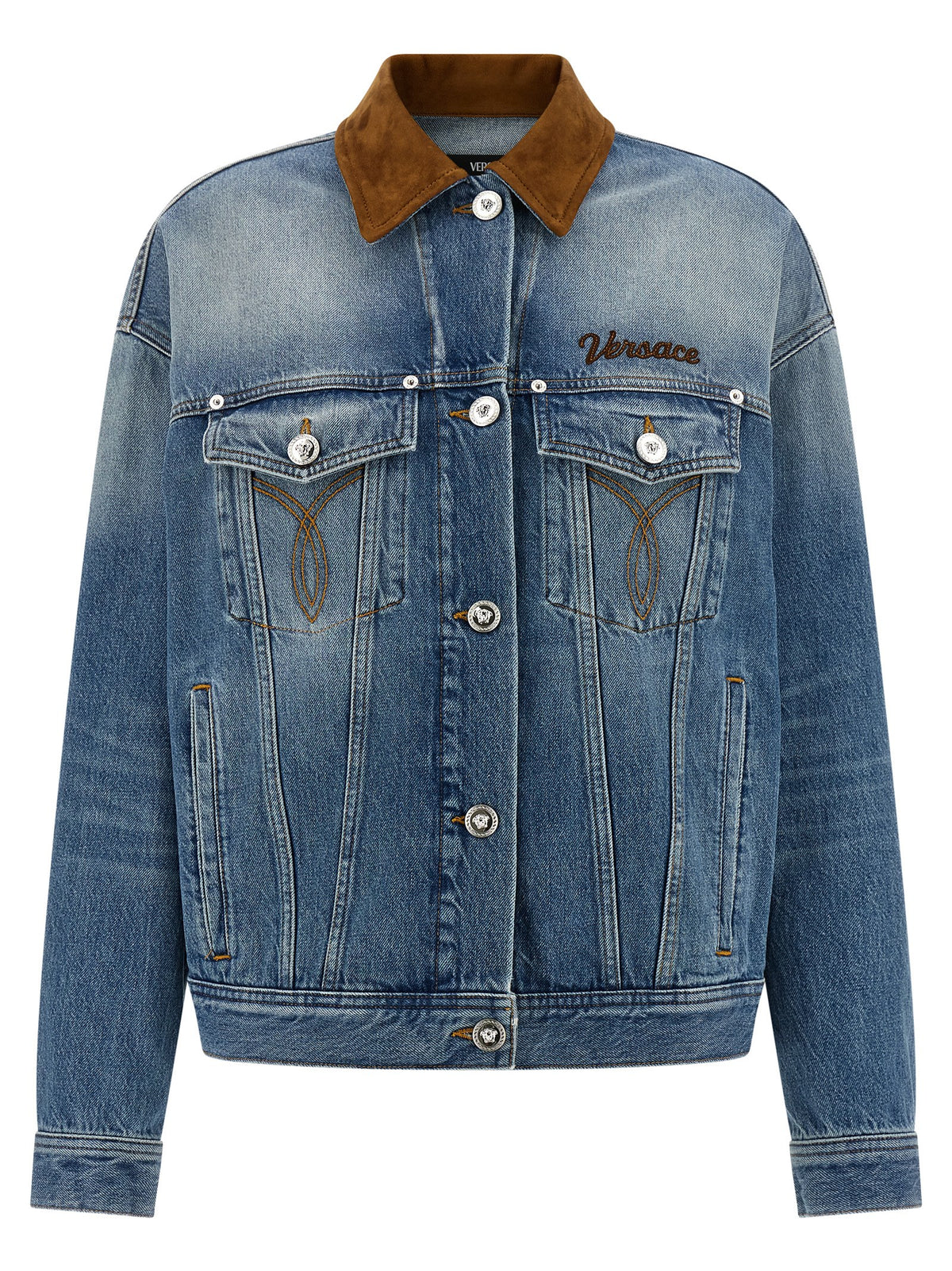Versace Blue Stonewashed Denim Trucker Jacket