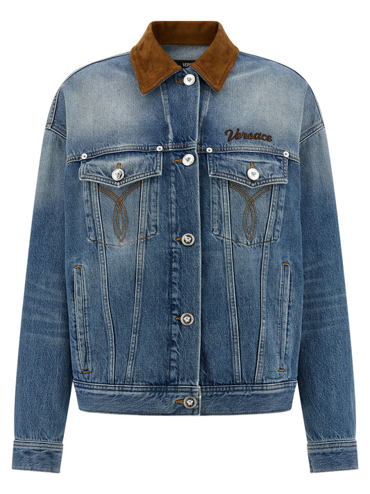 Versace Blue Stonewashed Denim Trucker Jacket