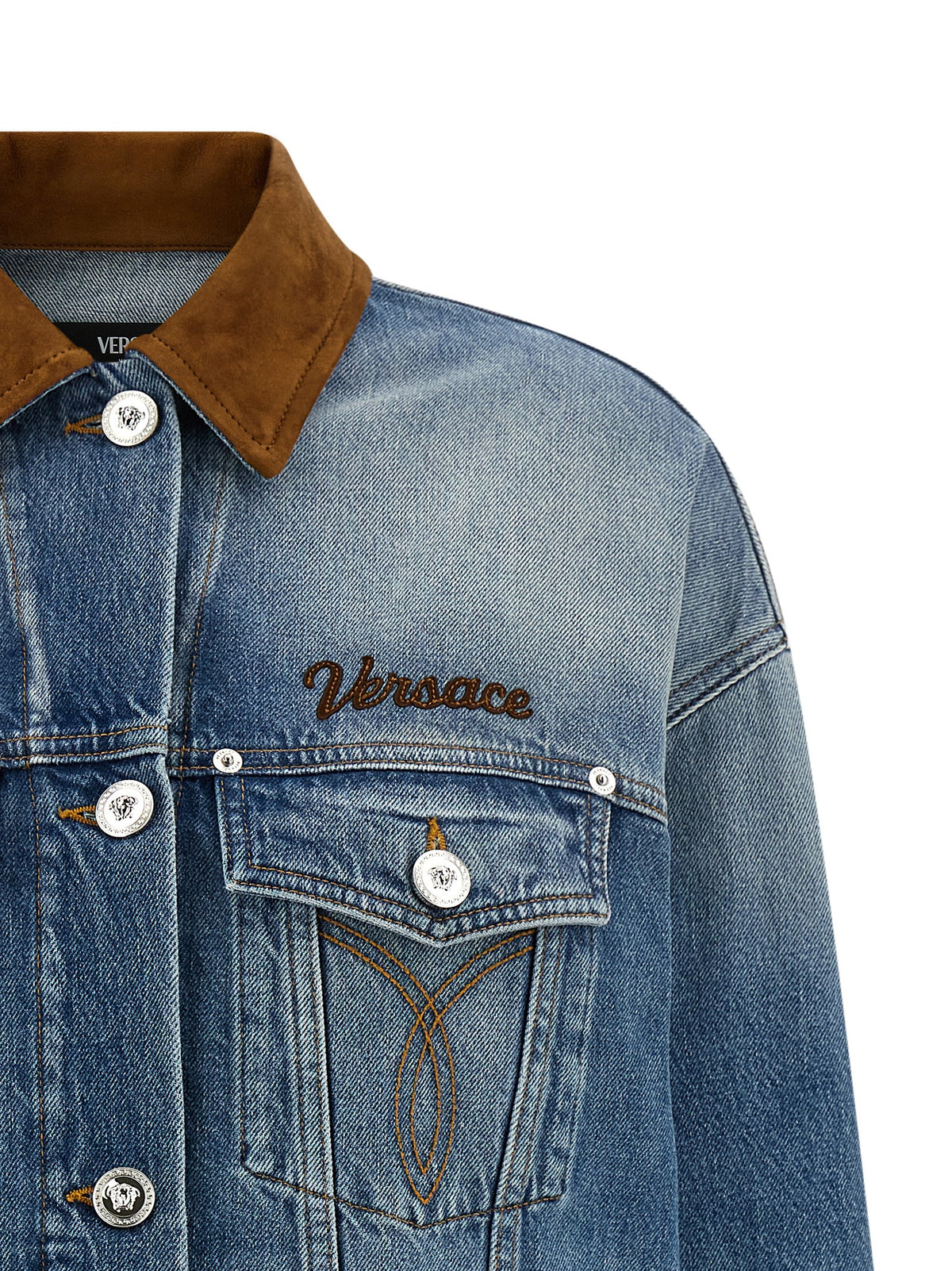 Versace Blue Stonewashed Denim Trucker Jacket