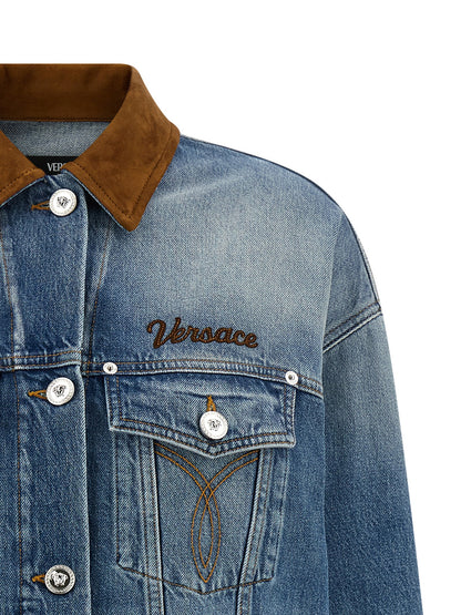 Versace Blue Stonewashed Denim Trucker Jacket