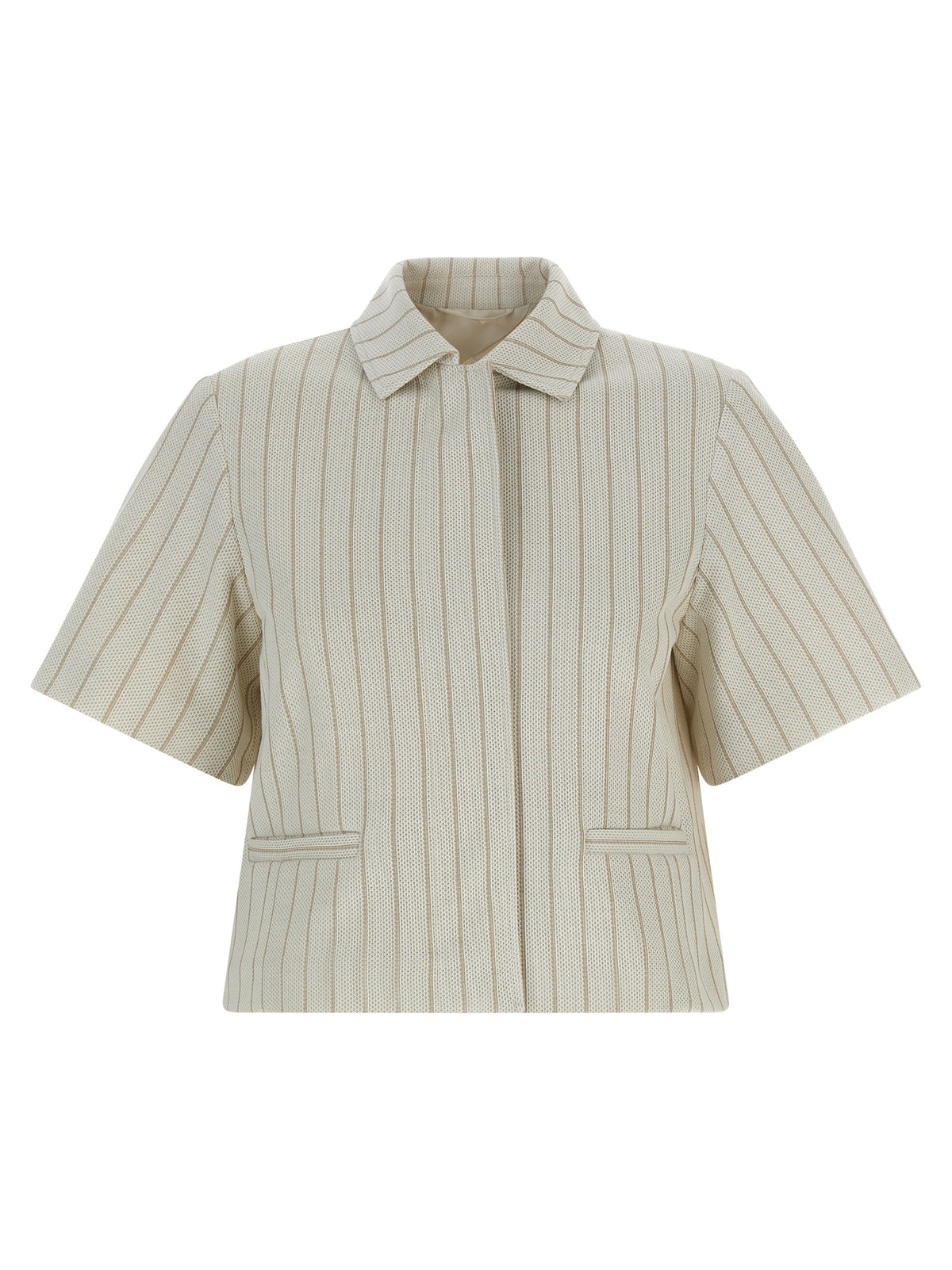 Max Mara Mxmangio Beige Pinstripe Cotton Jersey Jacket