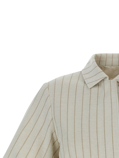 Max Mara Mxmangio Beige Pinstripe Cotton Jersey Jacket