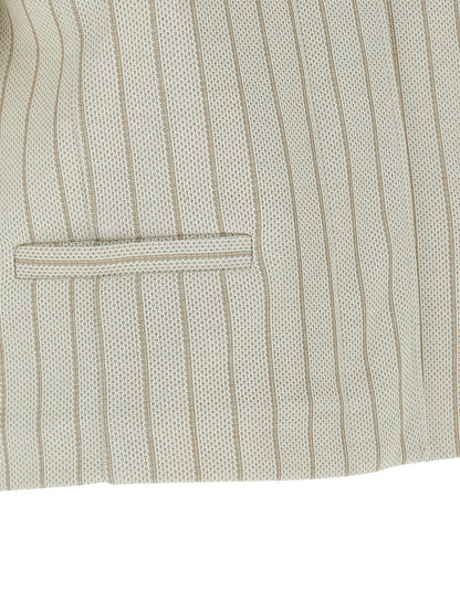 Max Mara Mxmangio Beige Pinstripe Cotton Jersey Jacket