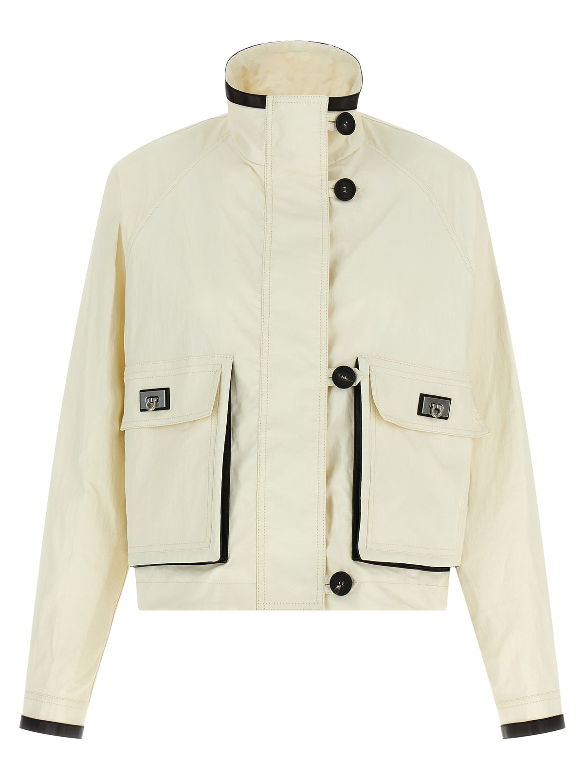 Ferragamo White Technical Linen Short Jacket