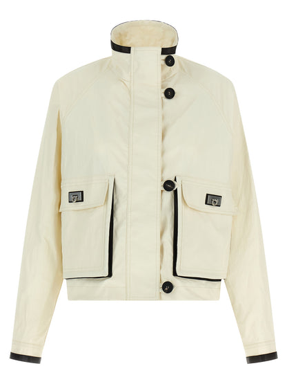 Ferragamo White Technical Linen Short Jacket