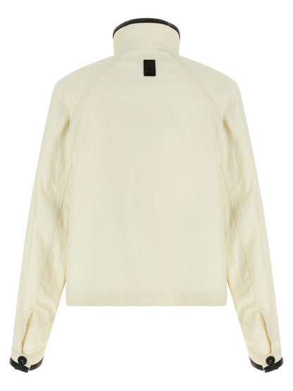 Ferragamo White Technical Linen Short Jacket