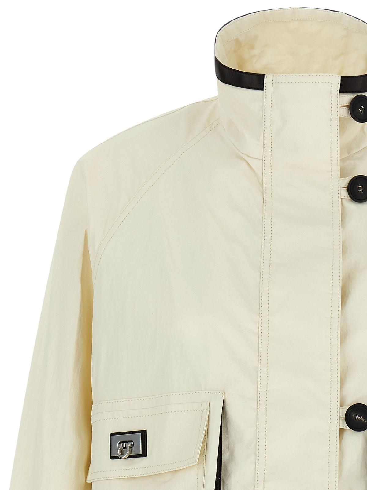 Ferragamo White Technical Linen Short Jacket