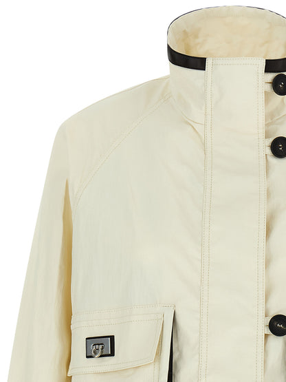 Ferragamo White Technical Linen Short Jacket