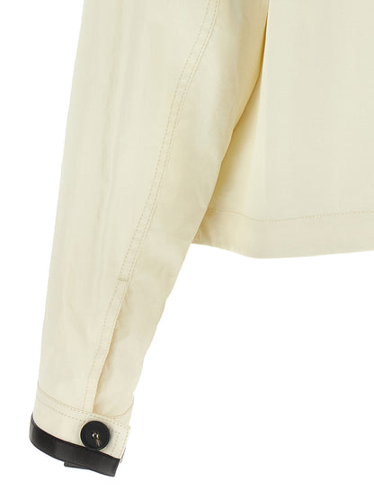 Ferragamo White Technical Linen Short Jacket