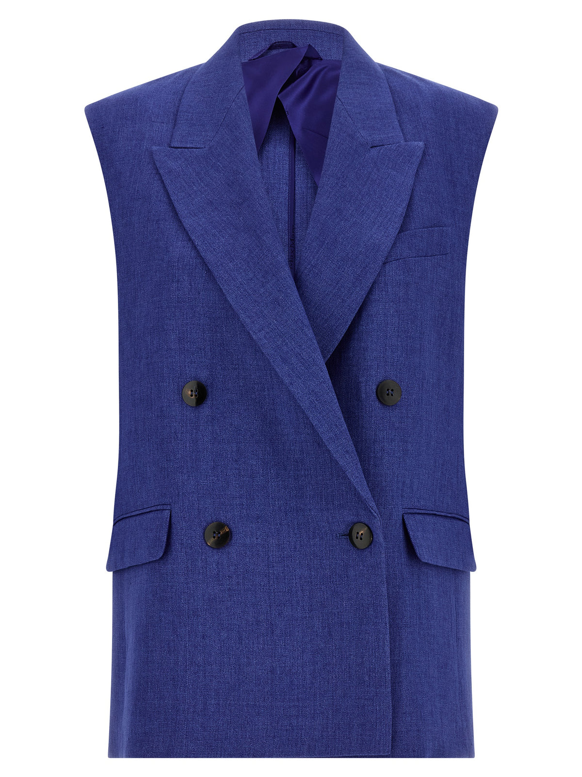 Max Mara Studio MstAia Blue Linen Waistcoat