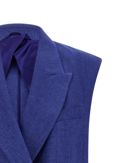 Max Mara Studio MstAia Blue Linen Waistcoat