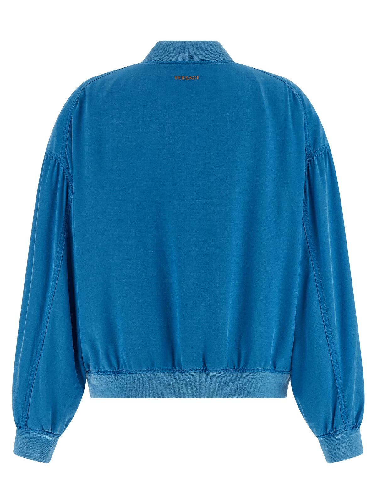 Versace Blue Silk Poplin Blouson Jacket