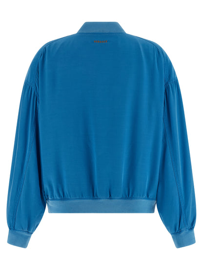 Versace Blue Silk Poplin Blouson Jacket