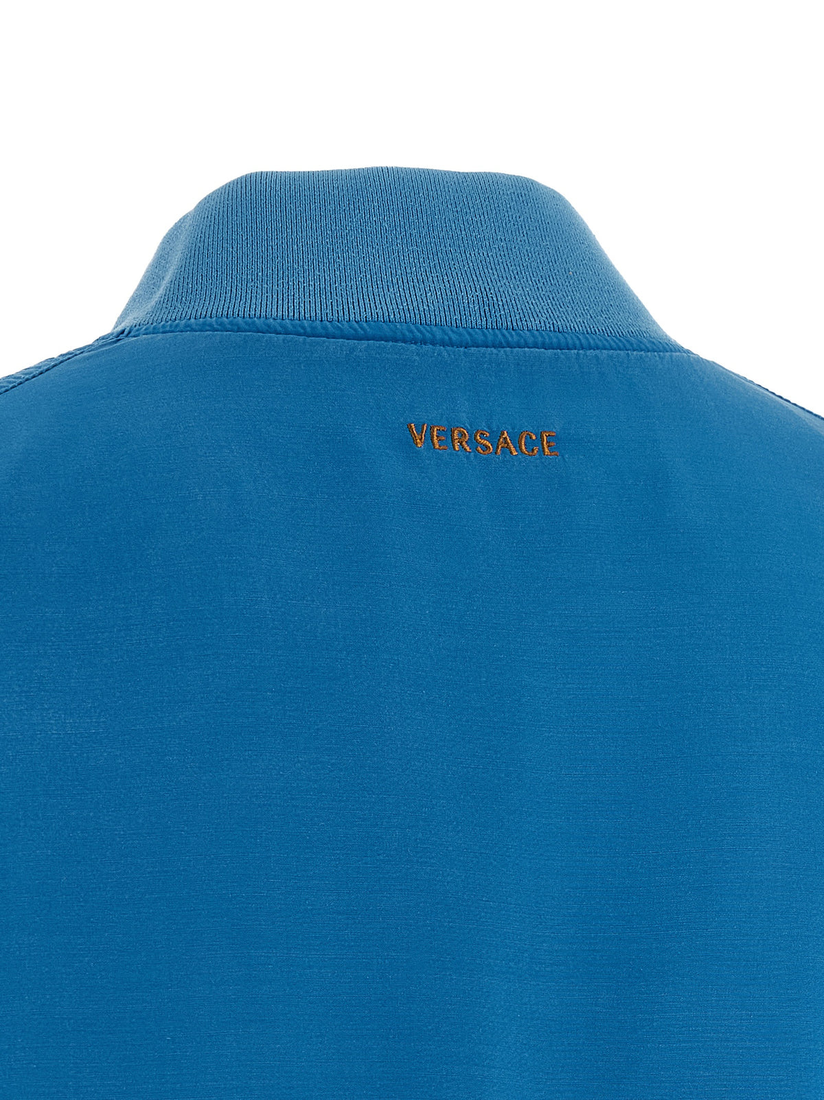 Versace Blue Silk Poplin Blouson Jacket