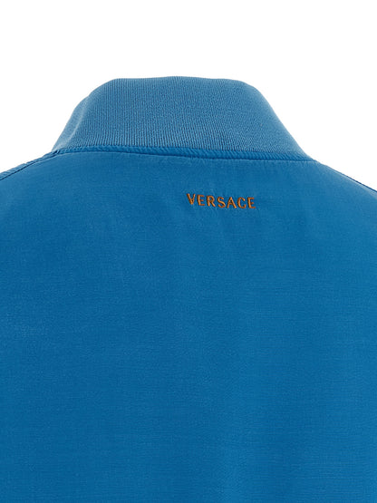 Versace Blue Silk Poplin Blouson Jacket